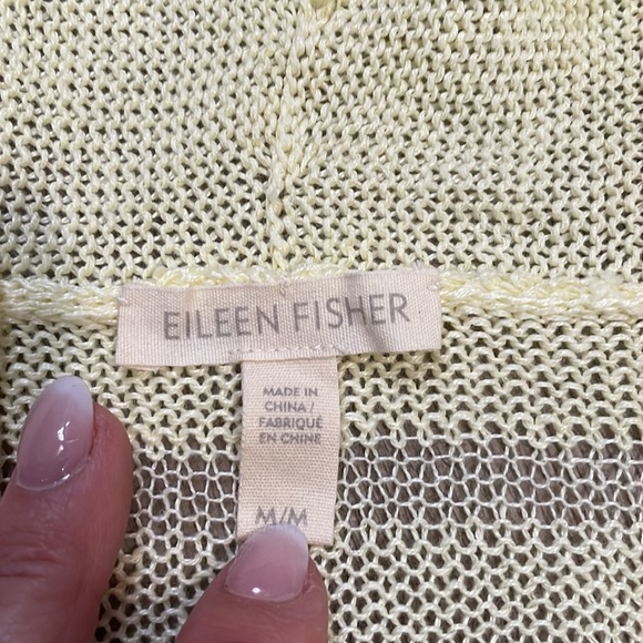 Eileen Fisher Straight Linen Open Cardigan Daisy Pale yellow Loose weave Size M - Picture 4 of 12